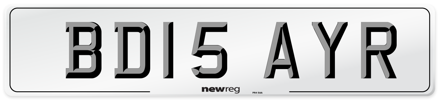 BD15 AYR Number Plate from New Reg